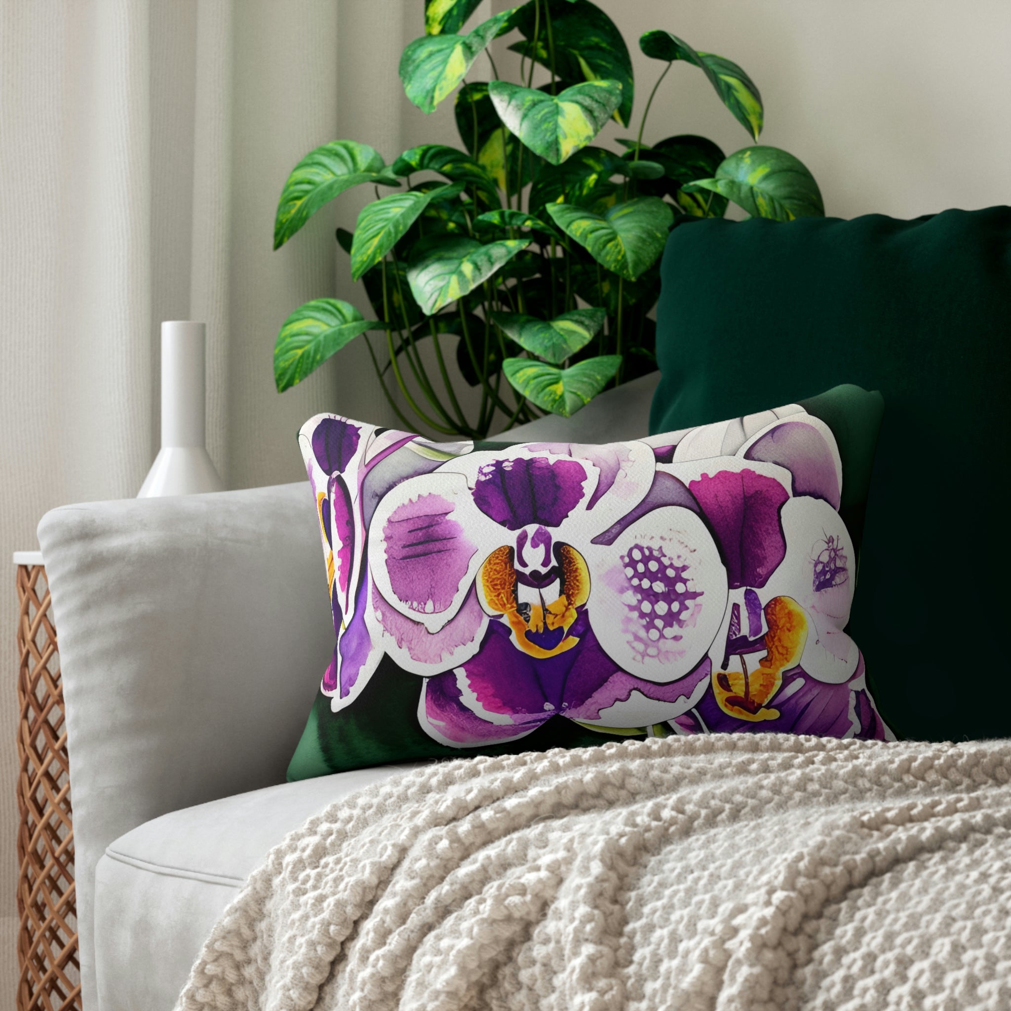 Tropical Lumbar Pillow | Lavender Orchid
