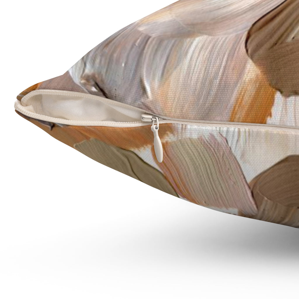 Abstract Pillow Cover | Brown White Beige