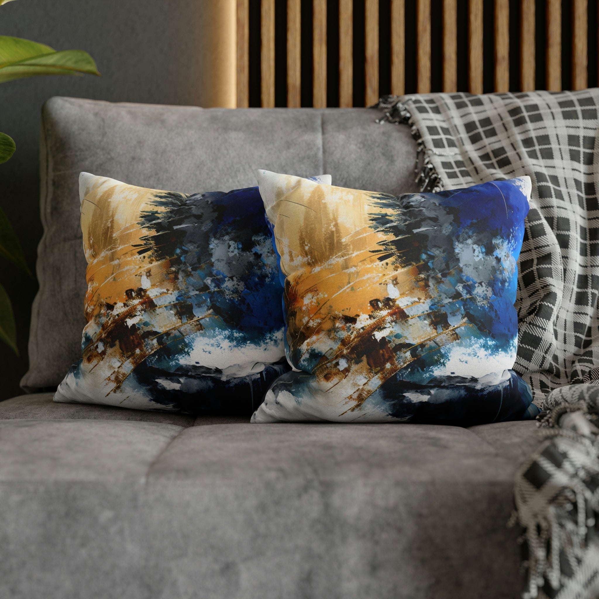 Abstract Pillow Cover | Beige Blue White