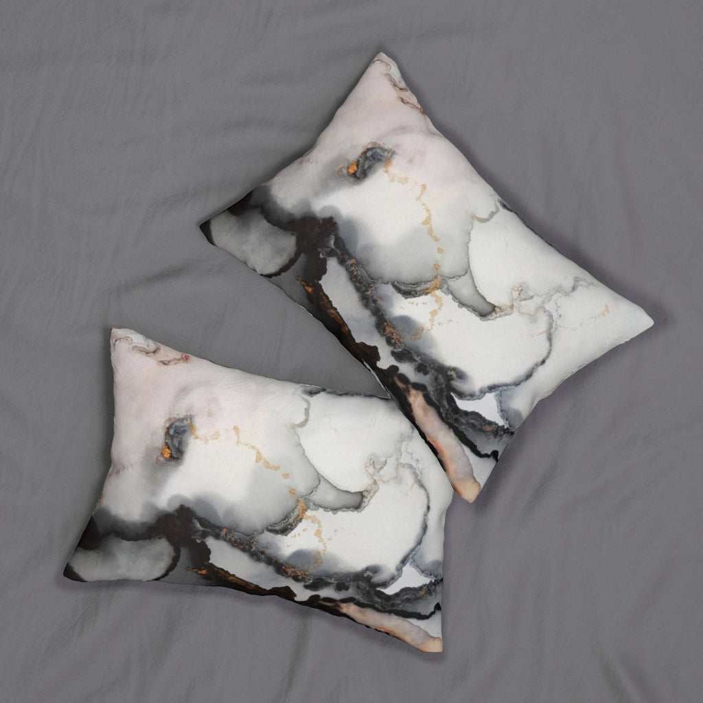 Abstract Boho Lumbar Pillow | White Black Grey