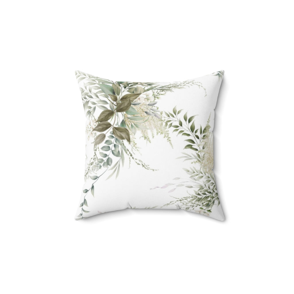Floral Pillow Cover | White Green