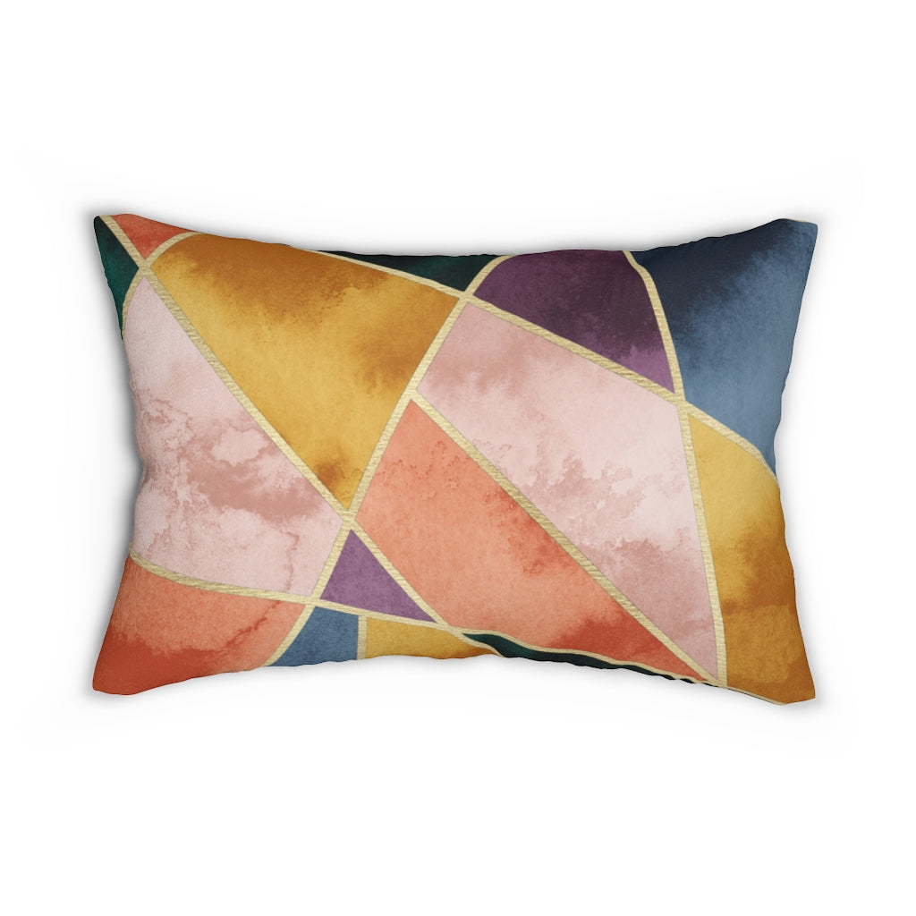 Geometric Boho Lumbar Pillow | Yellow Blush Pink Gold