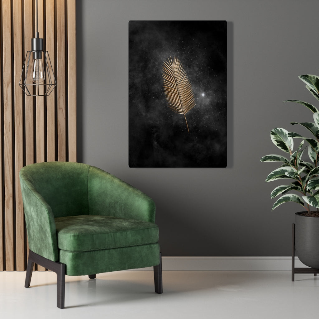 Modern Wall Canvas Art | Black Gold Feather