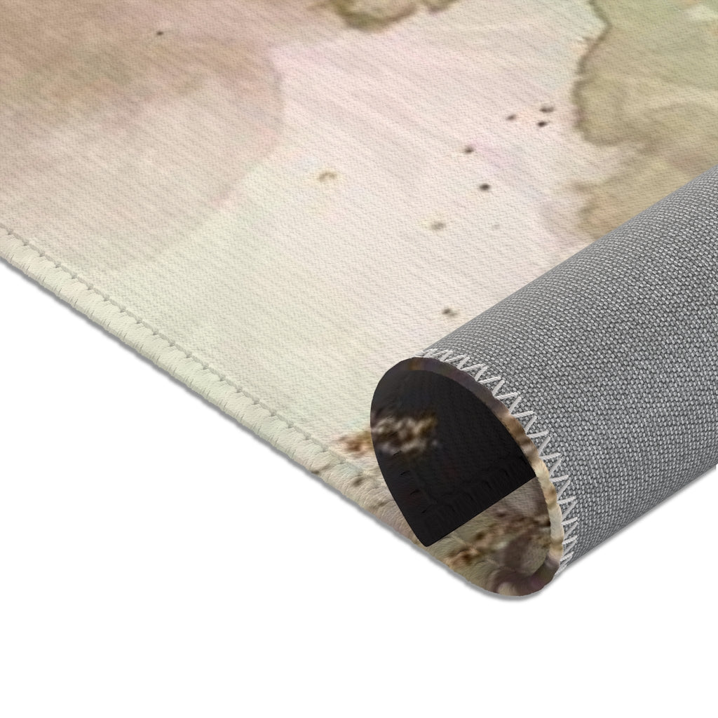 Floral Area Rug | Dark Blush Pink Green Gold