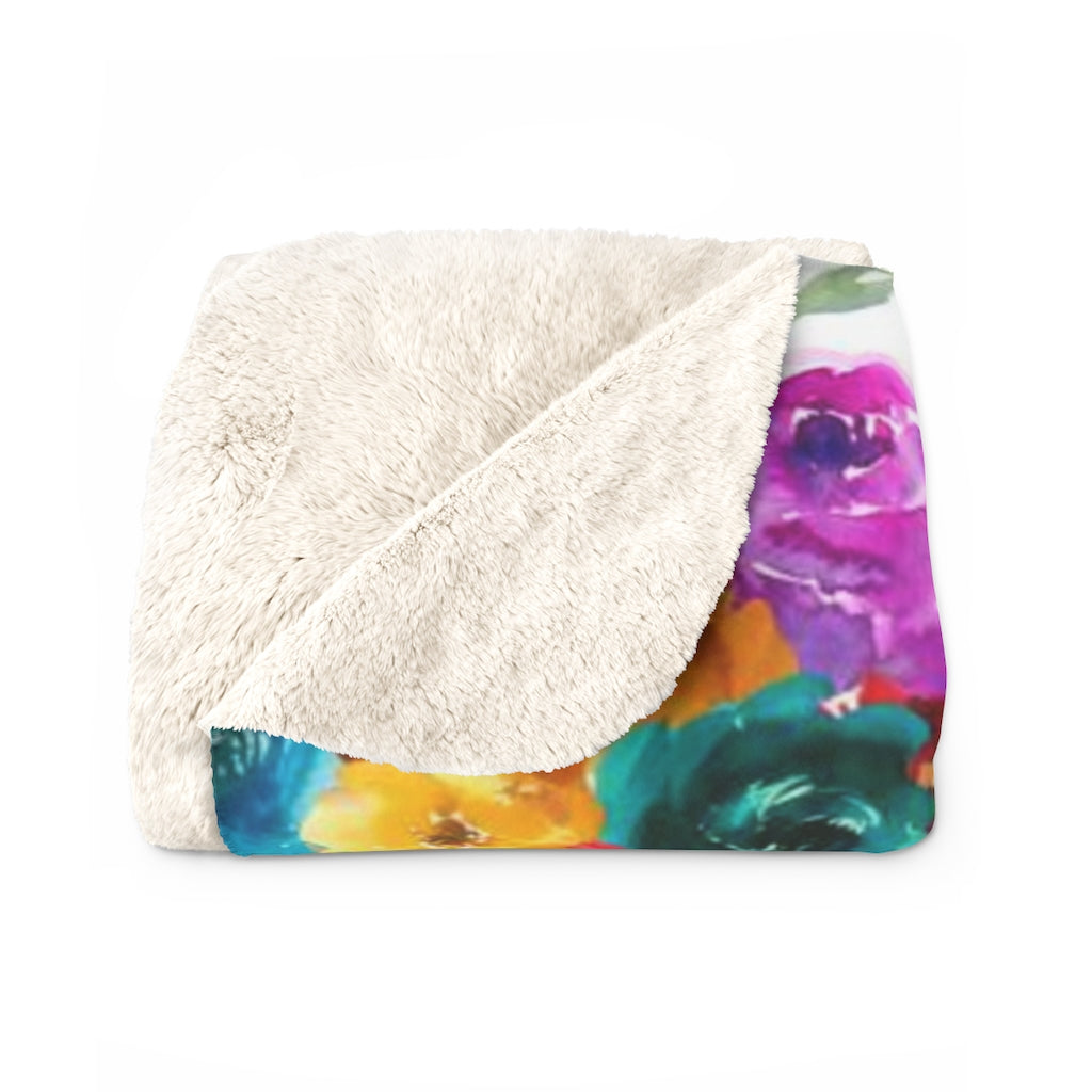 Floral Comfy Blanket | Blush Cream Blue