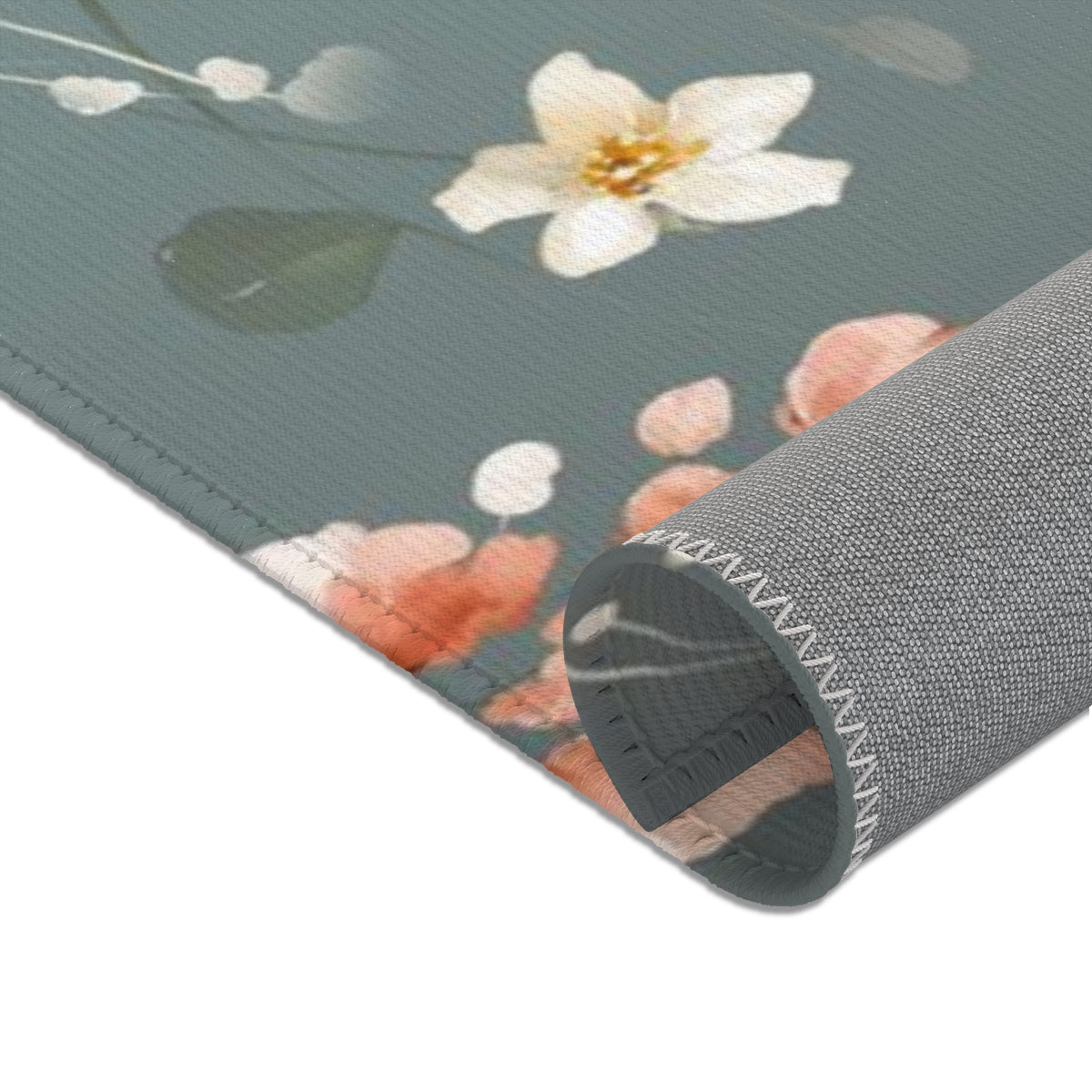 Floral Area Rug | Green Ombre Flowers