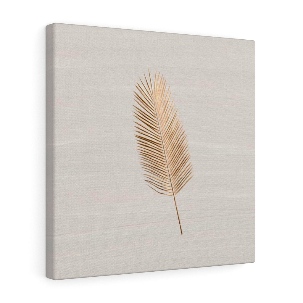 Modern Wall Canvas Art | Beige Gold Feather