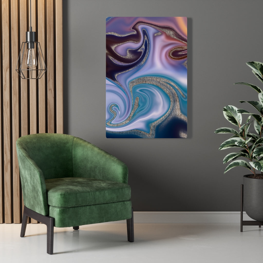 ABSTRACT WALL CANVAS ART | Purple Blue Silver