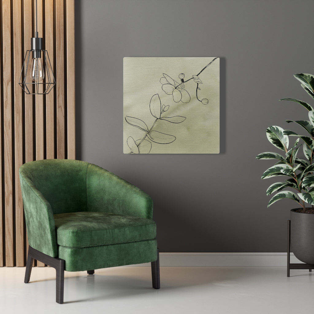 FLORAL CANVAS ART | Khaki Green Line Art Orchids