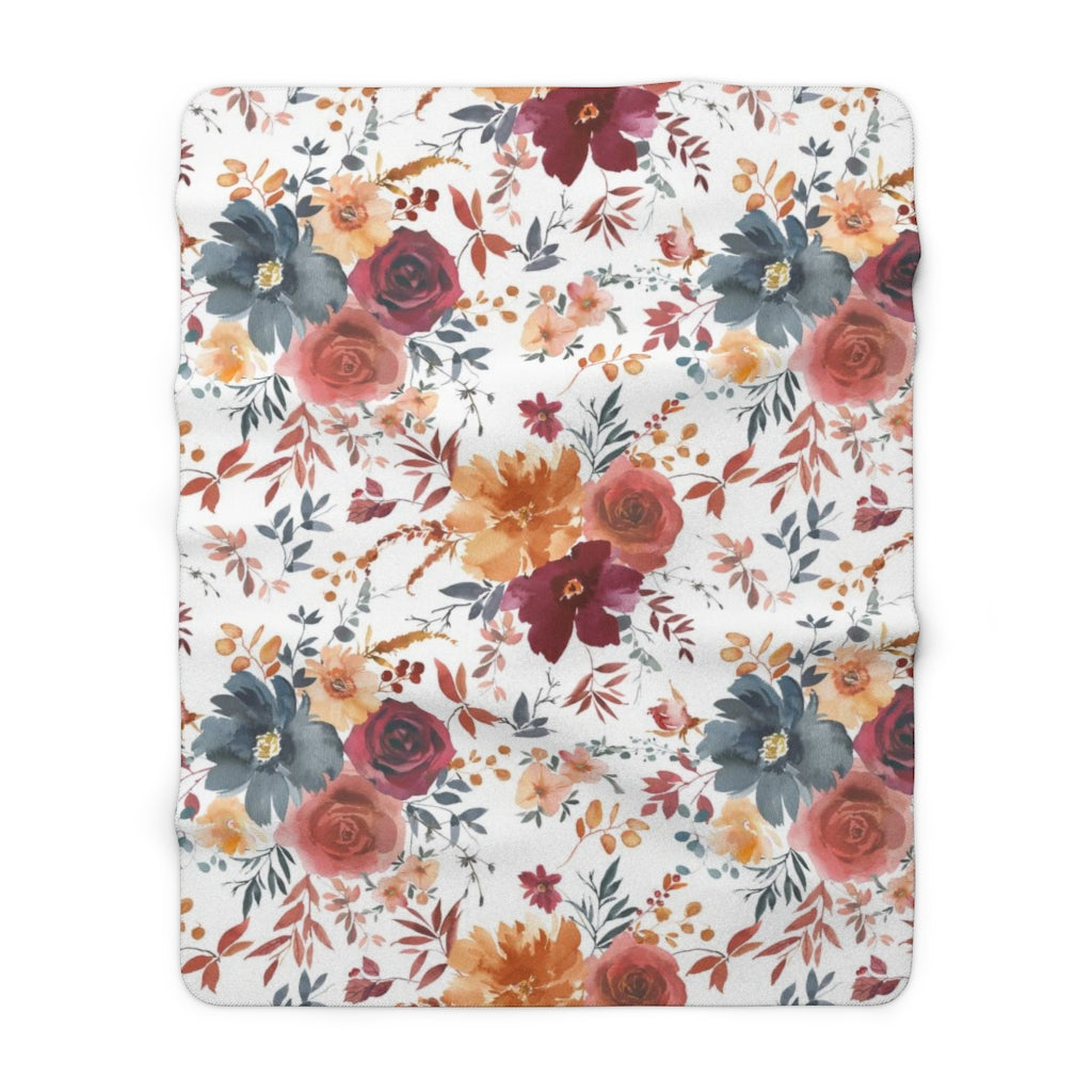 Floral Comfy Blanket | Autumn Red Blue