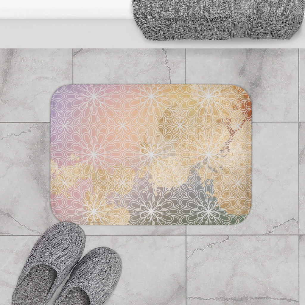 Floral Bath Mat | Mandala Yellow Green Purple