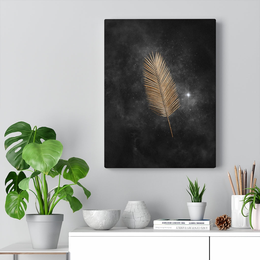 Modern Wall Canvas Art | Black Gold Feather