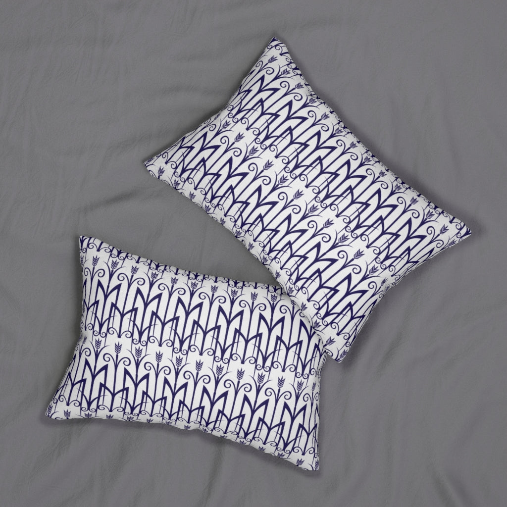 Art Deco Lumbar Pillow | White Blue