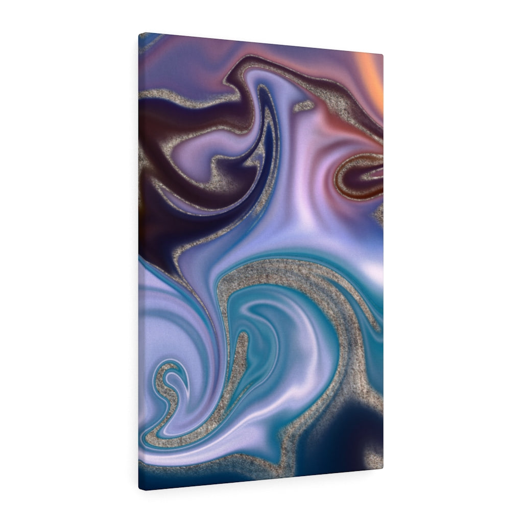 ABSTRACT WALL CANVAS ART | Purple Blue Silver