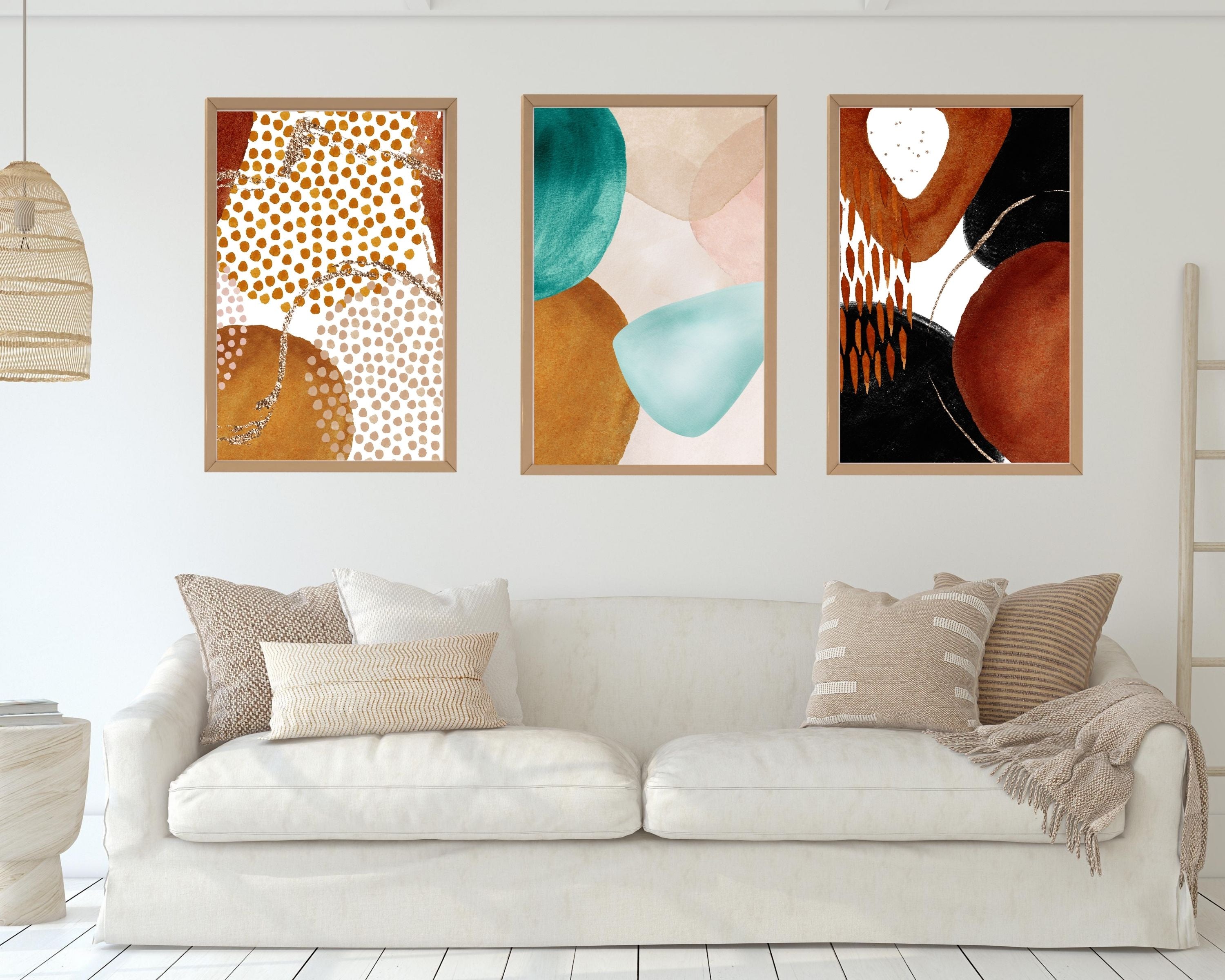 Abstract Boho Art Prints | Burnt Orange Gold