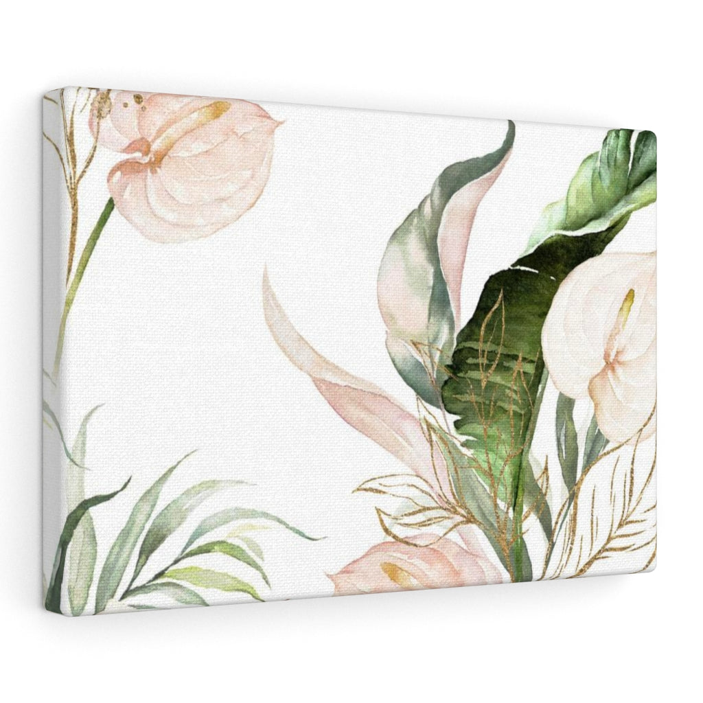 FLORAL WALL CANVAS ART | White Green Beige