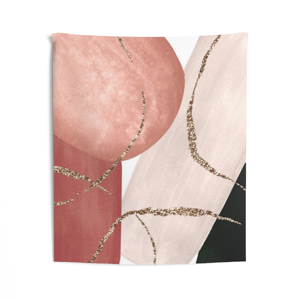 Abstract Tapestry | Blush Pink Black White Gold