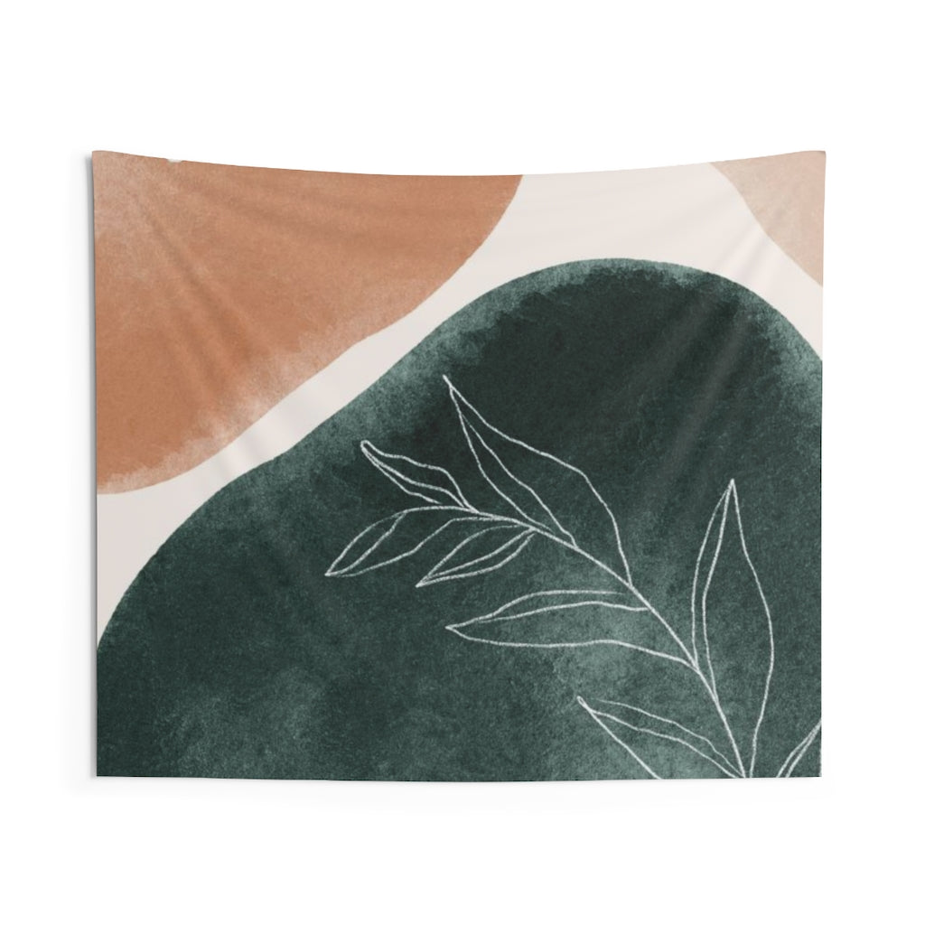 Floral Tapestry | Emerald Green Orange Beige