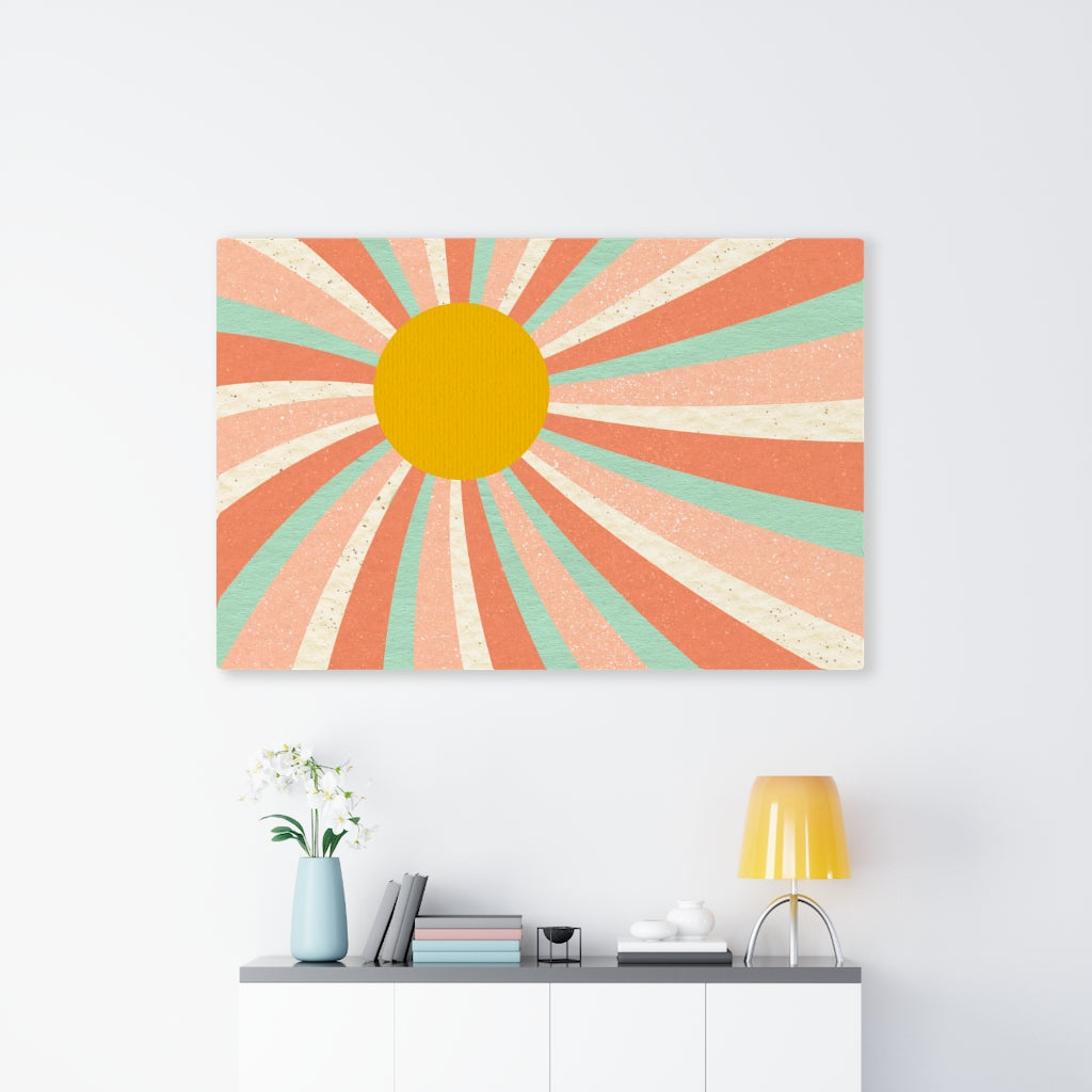 RETRO CANVAS ART | Mint Green Beige Yellow