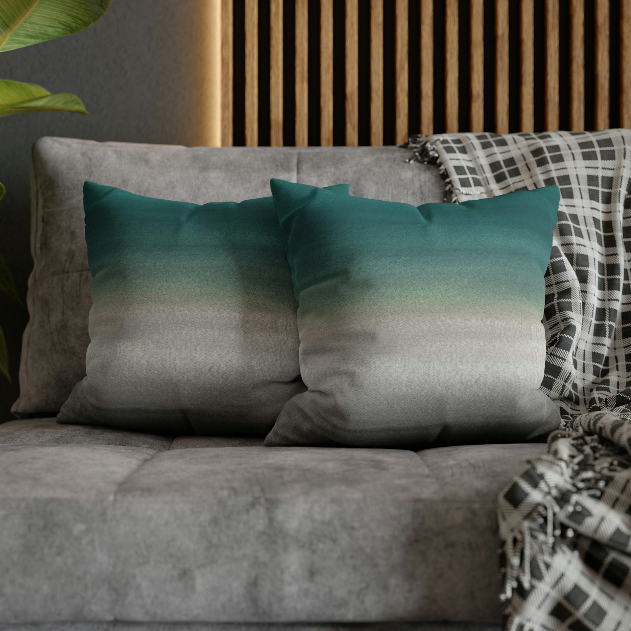 Abstract Boho Pillow Cover | Green Grey Gradient