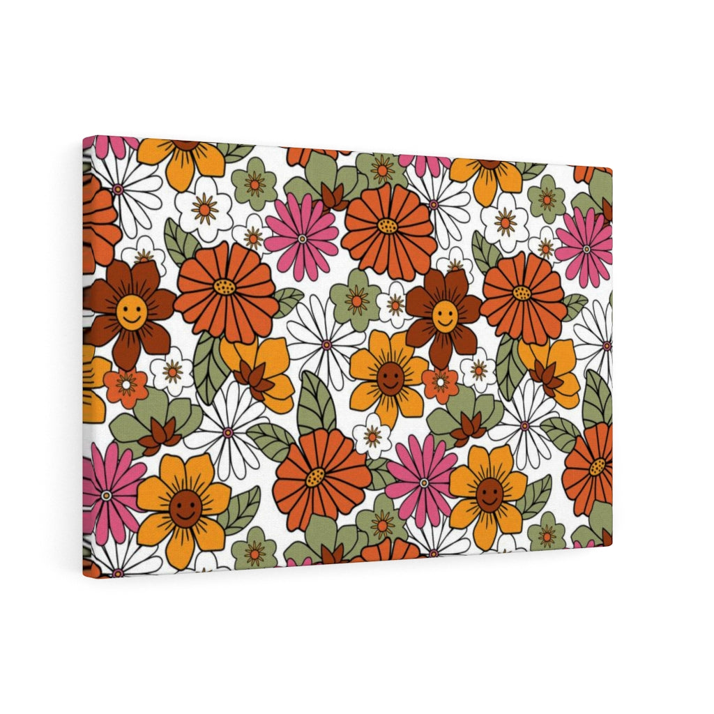 FLORAL WALL CANVAS ART | Orange Pink Yellow White