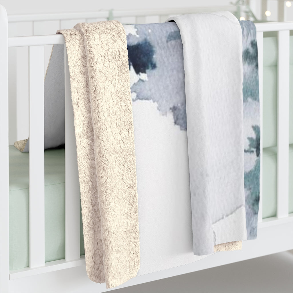 Abstract Comfy Blanket | Black Gray Woodlands