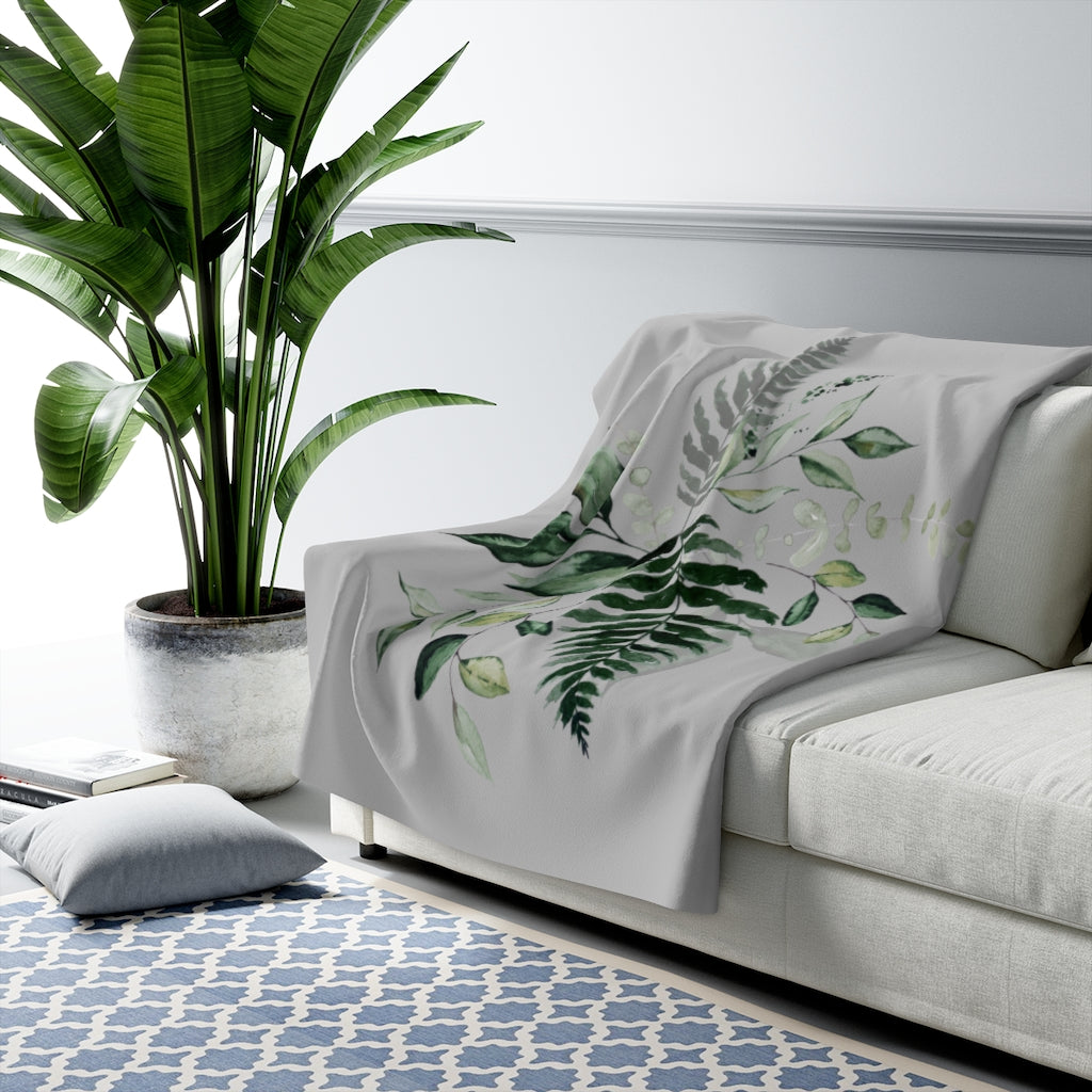 Eucalyptus Leaves, Green Gray, Floral Blanket