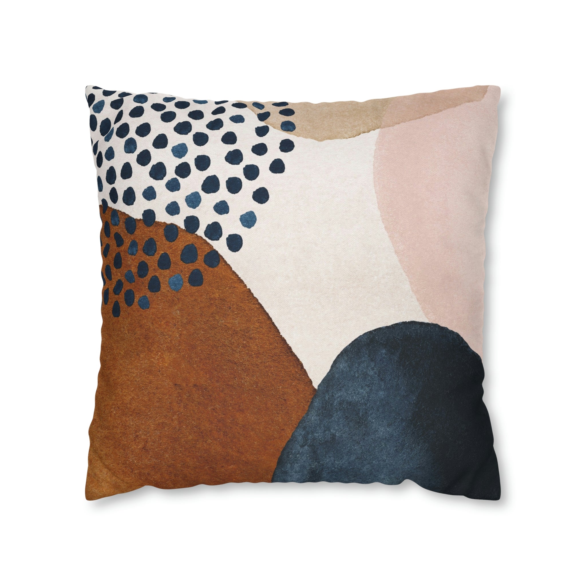Abstract Boho Pillow Cover | Navy Blue Rustic Pink Blush Cream Gold
