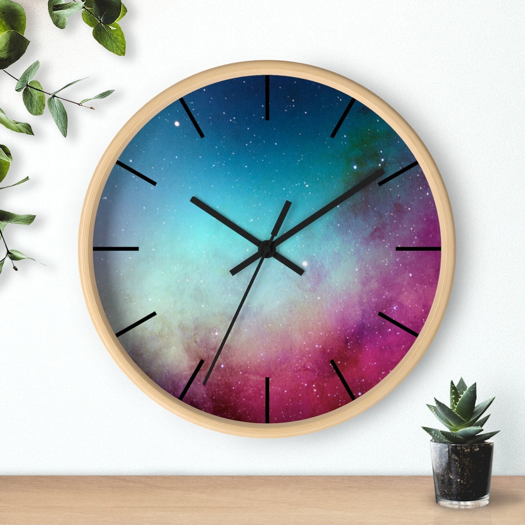 Turquoise Pink Ombre 10" Wood Wall Clock