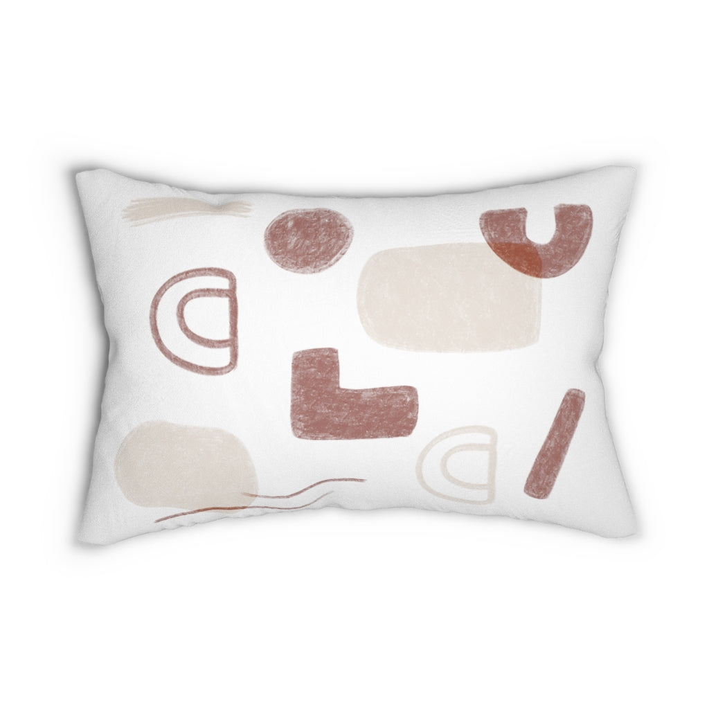 Southwestern Boho Lumbar Pillow | White Brown Beige