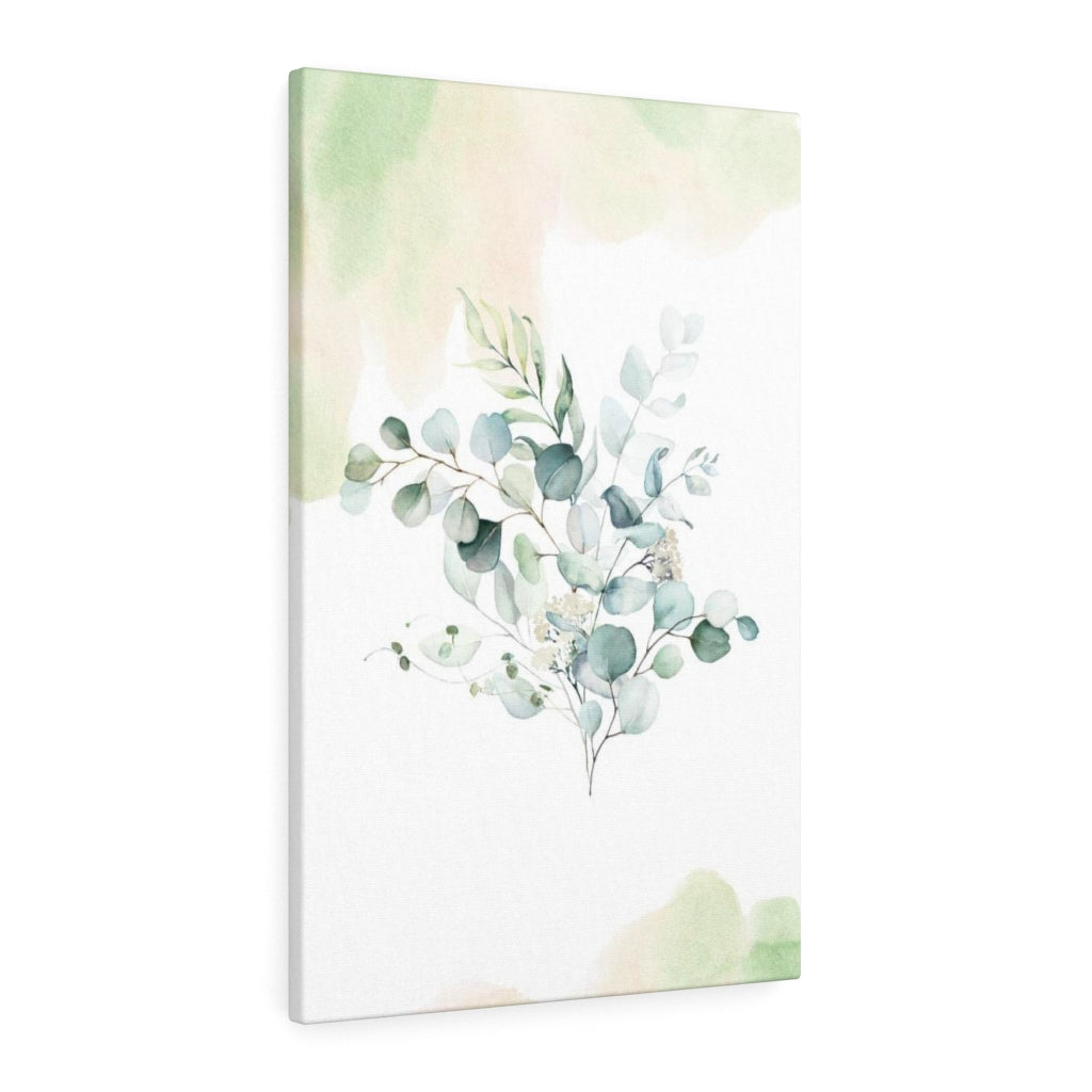 FLORAL WALL CANVAS ART | White Green Eucalyptus Leaves