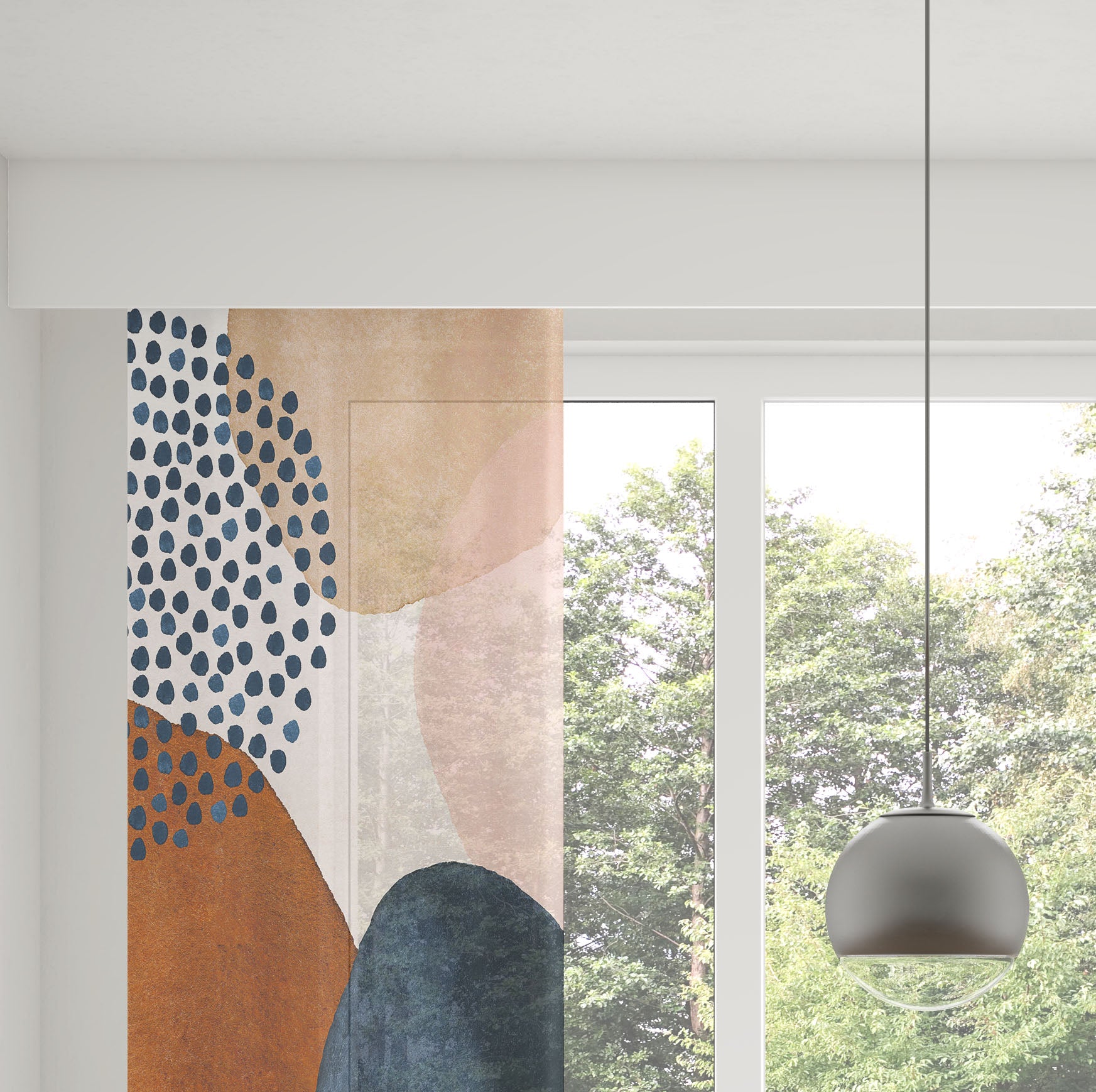 Abstract Window Curtains | Navy Blush Pink