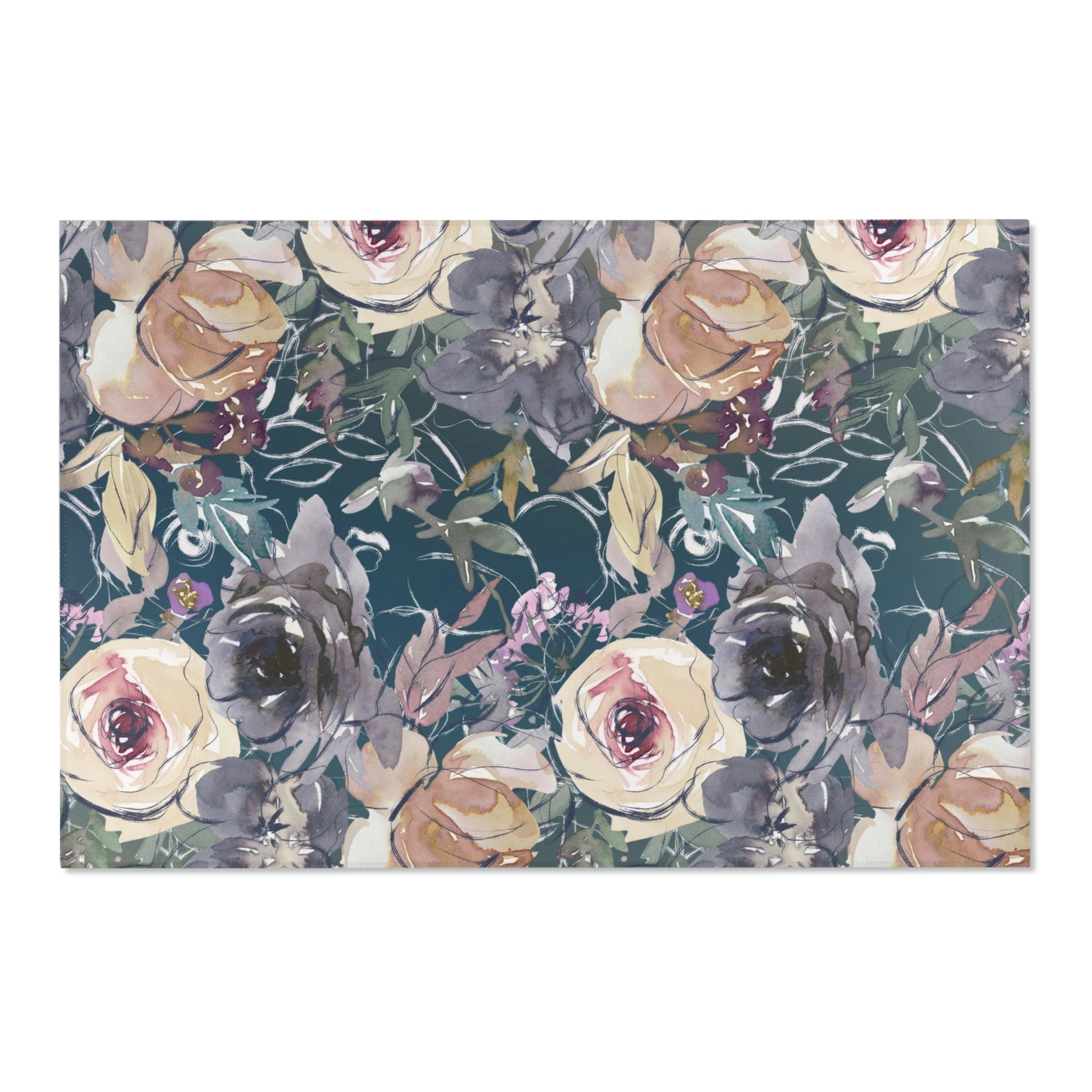 Floral Area Rug | Earthy Beige Navy
