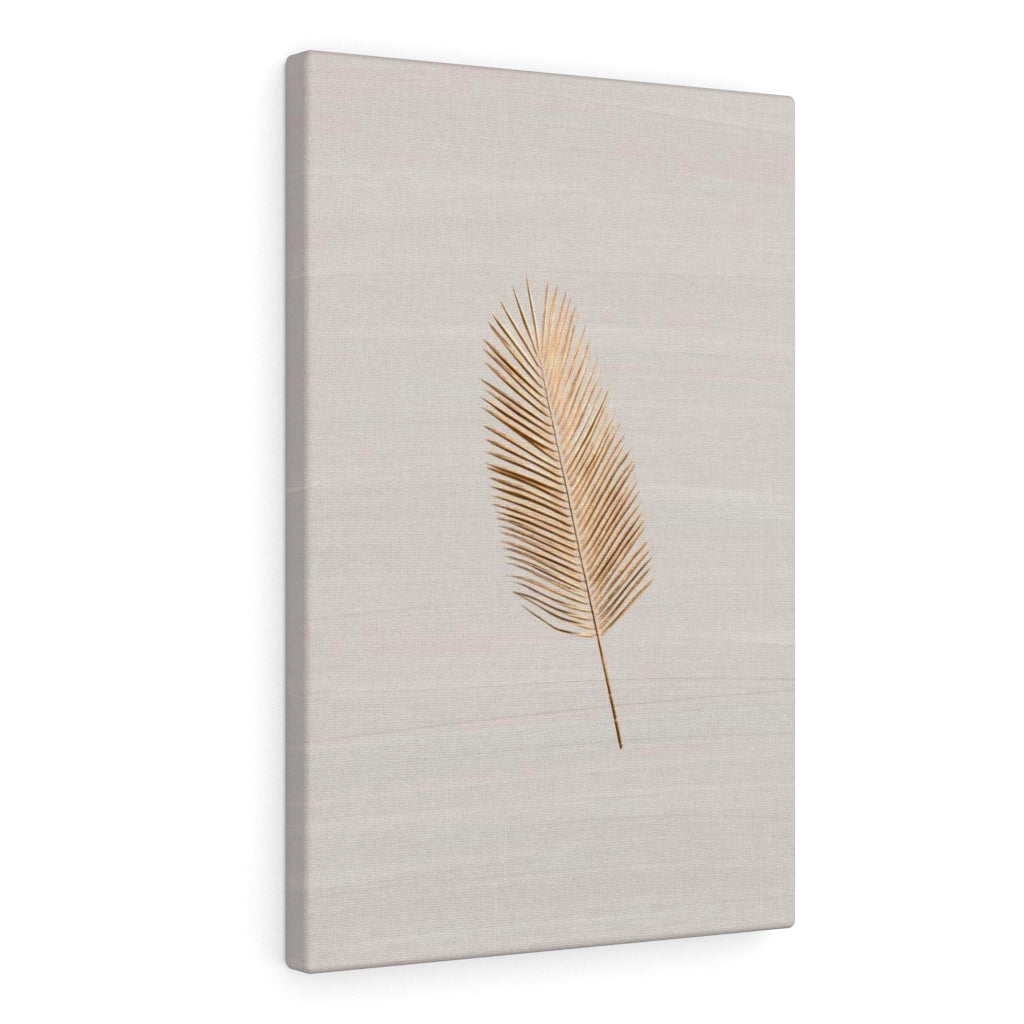 Modern Wall Canvas Art | Beige Gold Feather