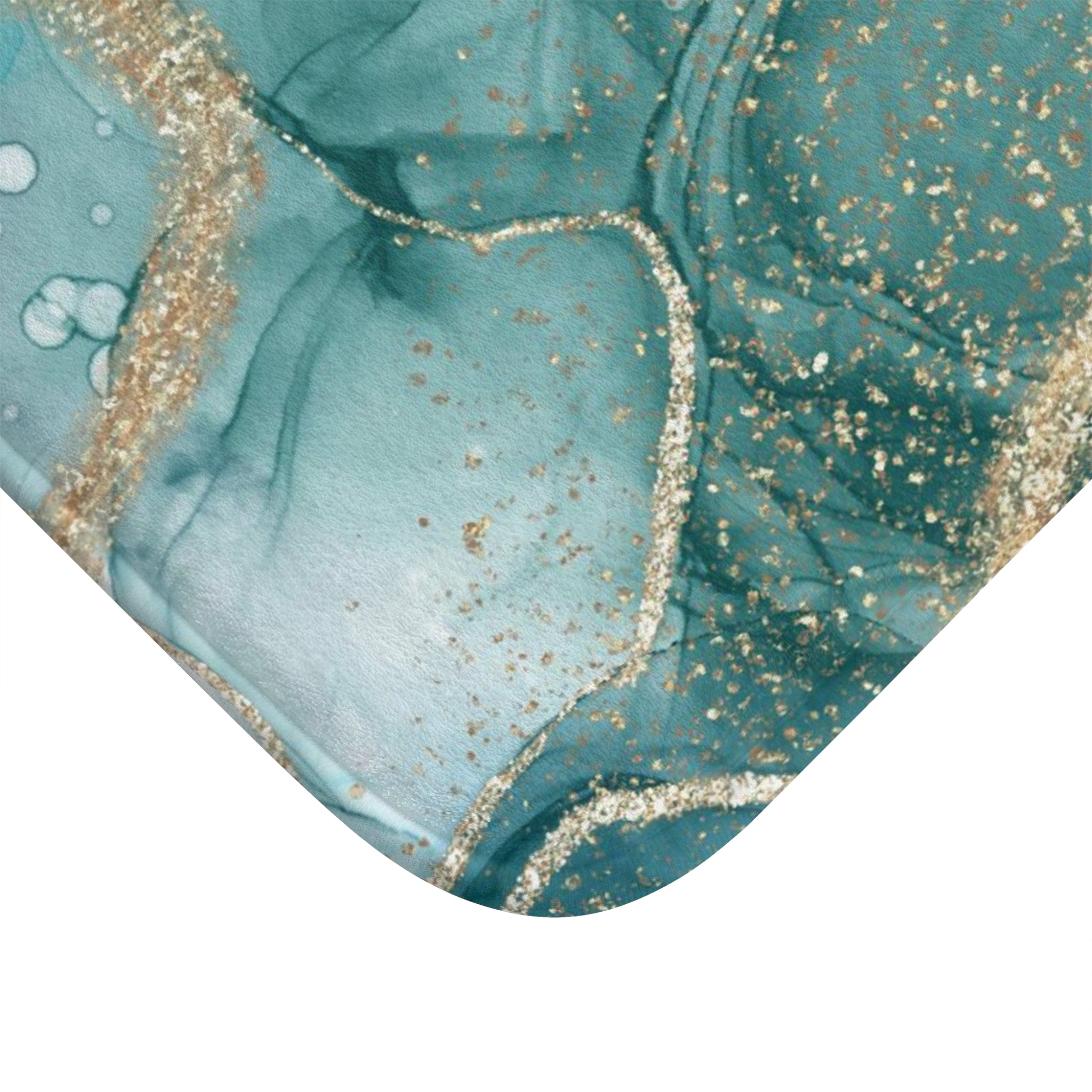 Liquid Ink Bath Mat | Teal Non Foil Gold