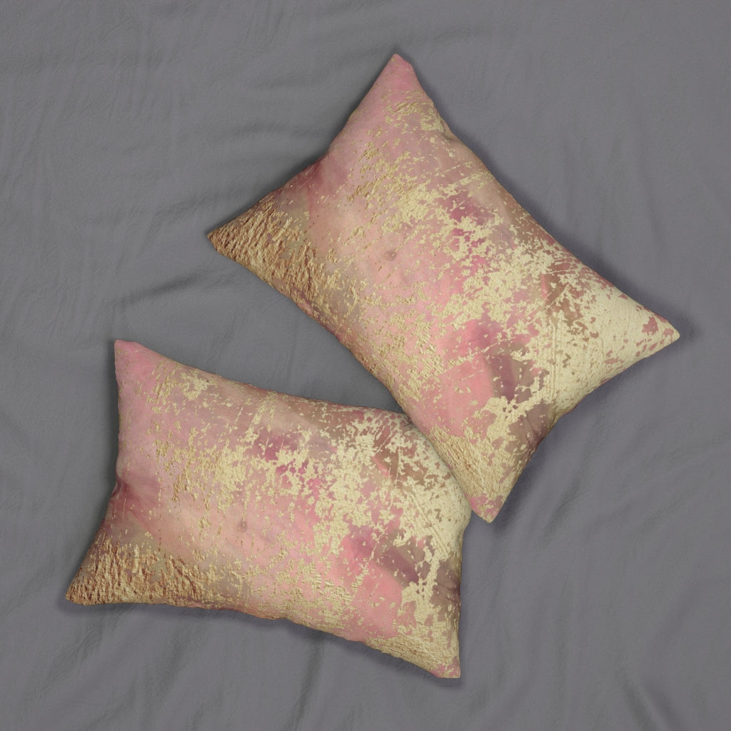 Abstract Boho Lumbar Pillow | Rustic Blush Pink
