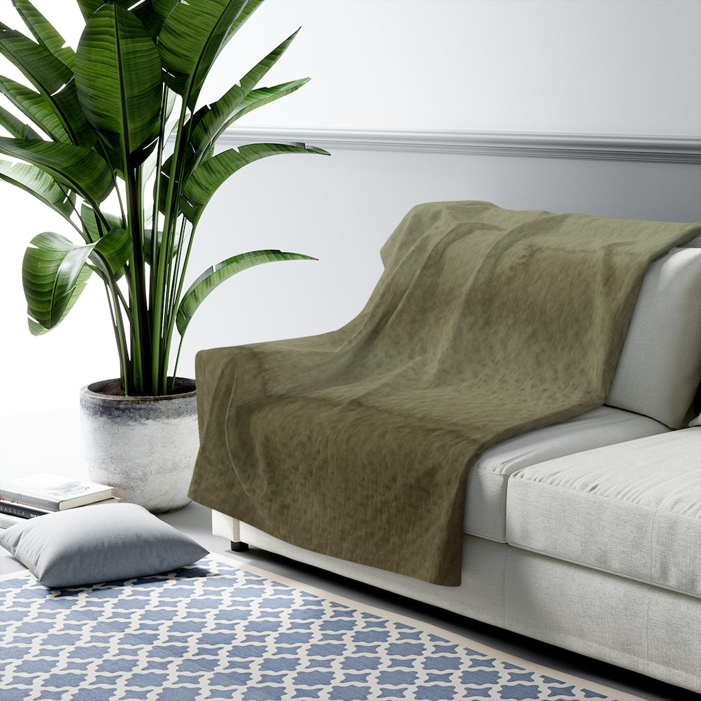 Abstract Boho Comfy Blanket | Moss Green Ombre