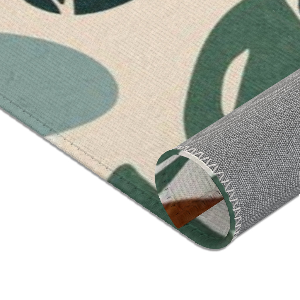 Boho Area Rug | Green Beige Brown Cream Floral