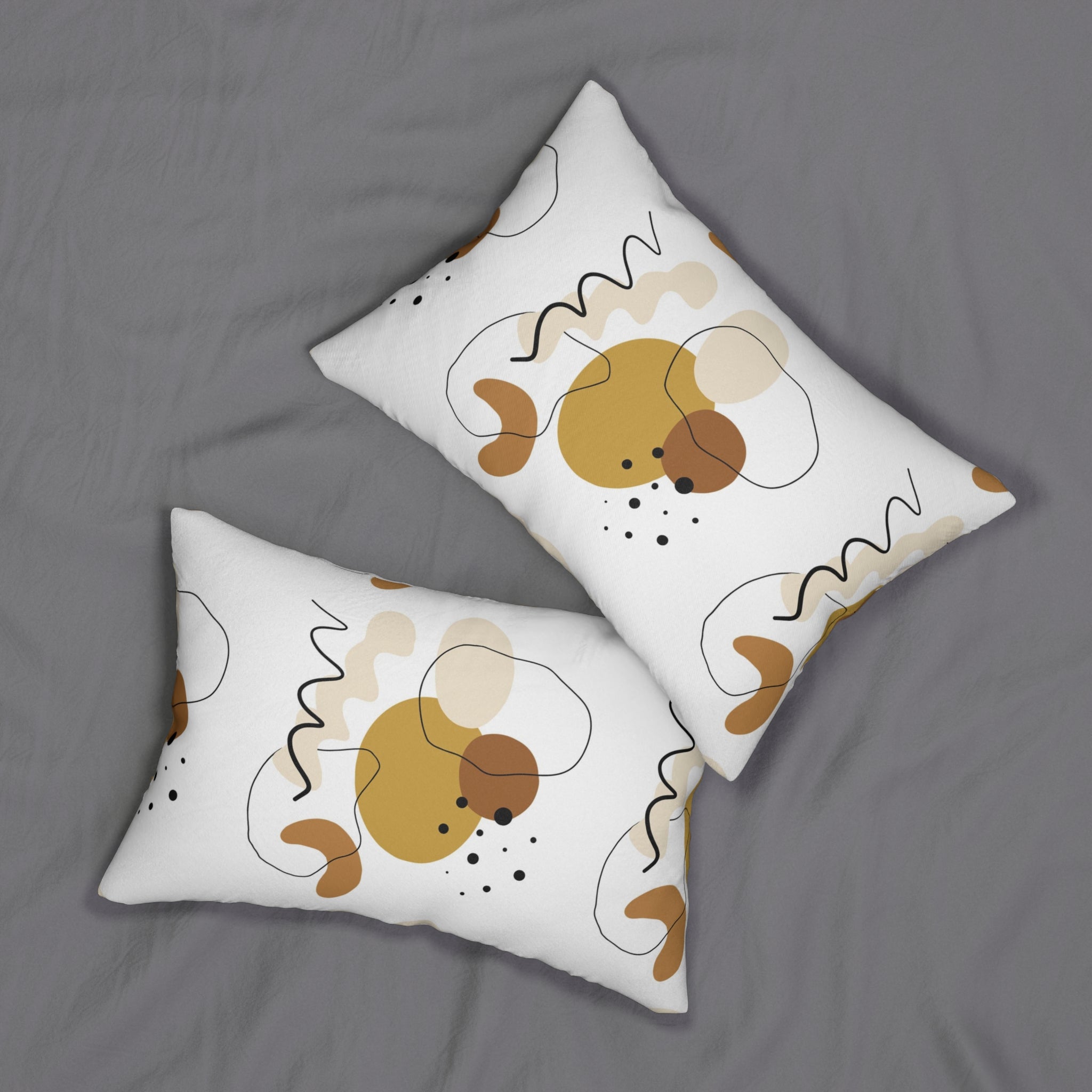 Abstract Lumbar Pillow | Boho White Black Brown Beige
