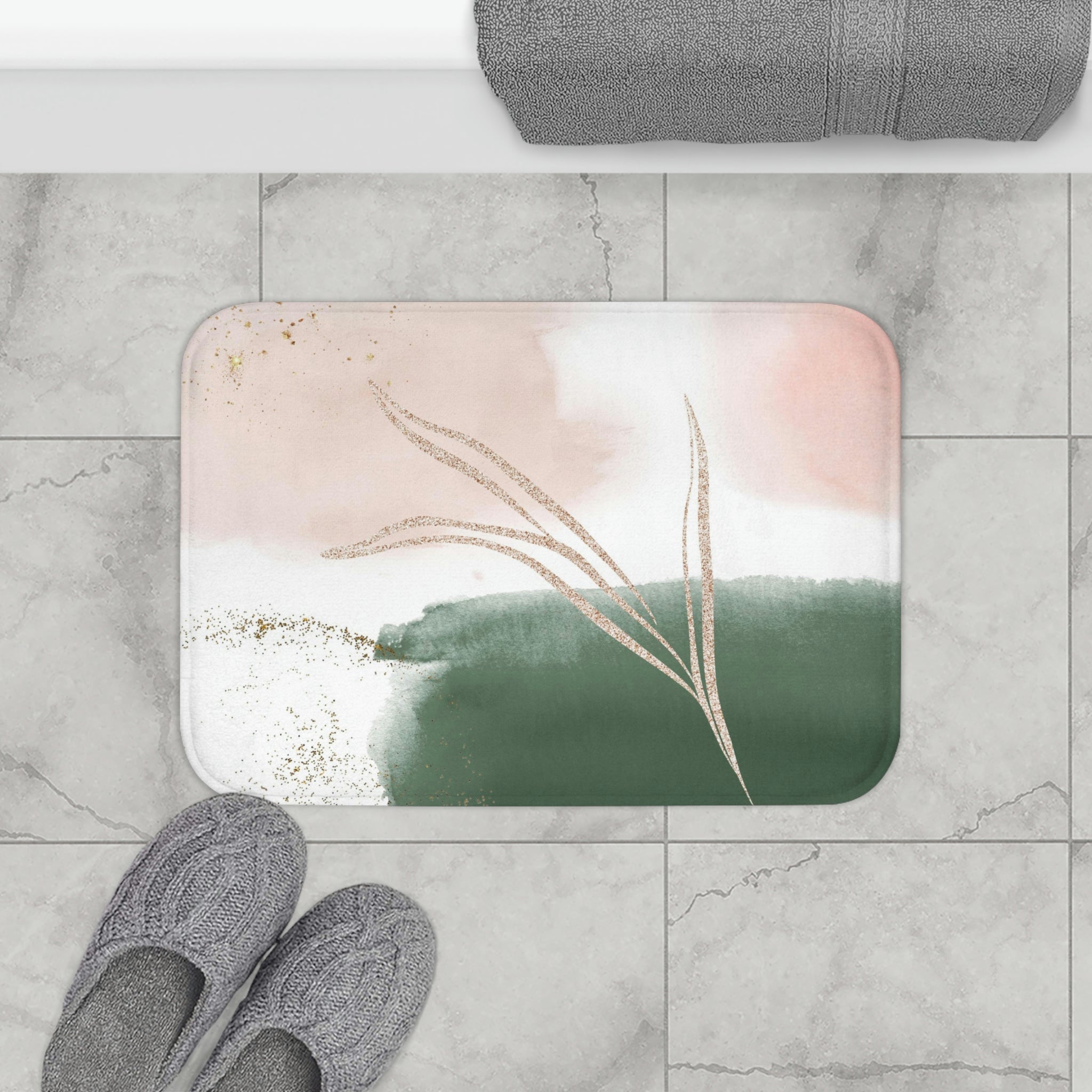 Boho Bath, Kitchen Mat | Abstract Leaf