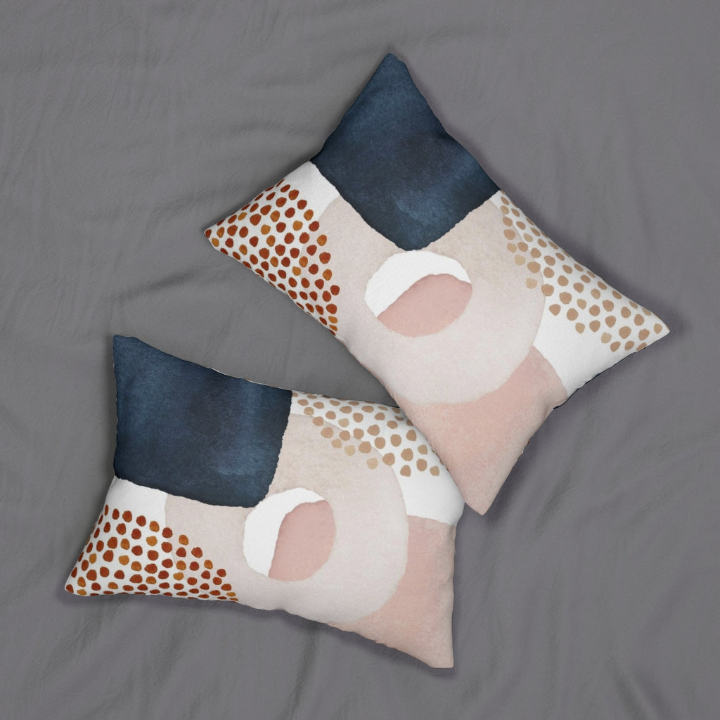 Abstract Boho Lumbar Pillow | Navy Blue Cream Blush Pink