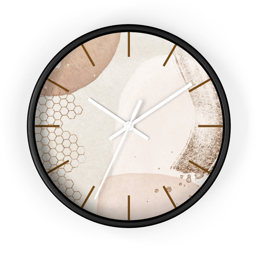 Wood, Wall Clock, Beige and Ivory 10"