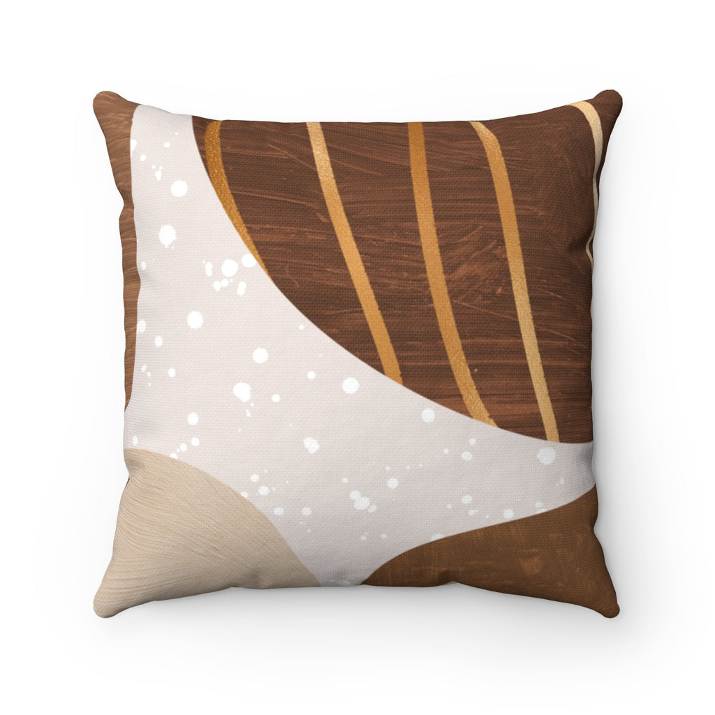 Abstract Boho Pillow Cover | Brown Cream Orange White