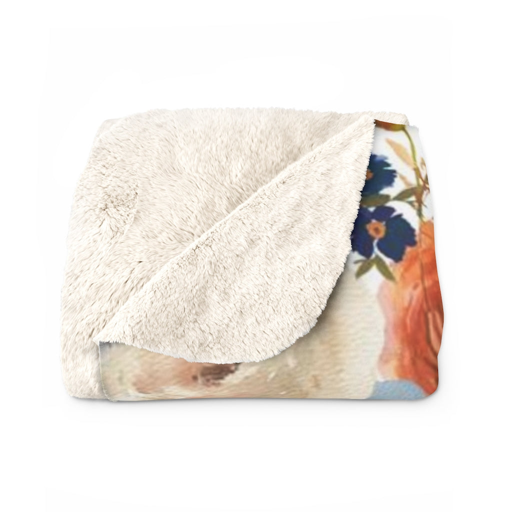 Floral Comfy Blanket | Navy Blue Bohemian Feathers