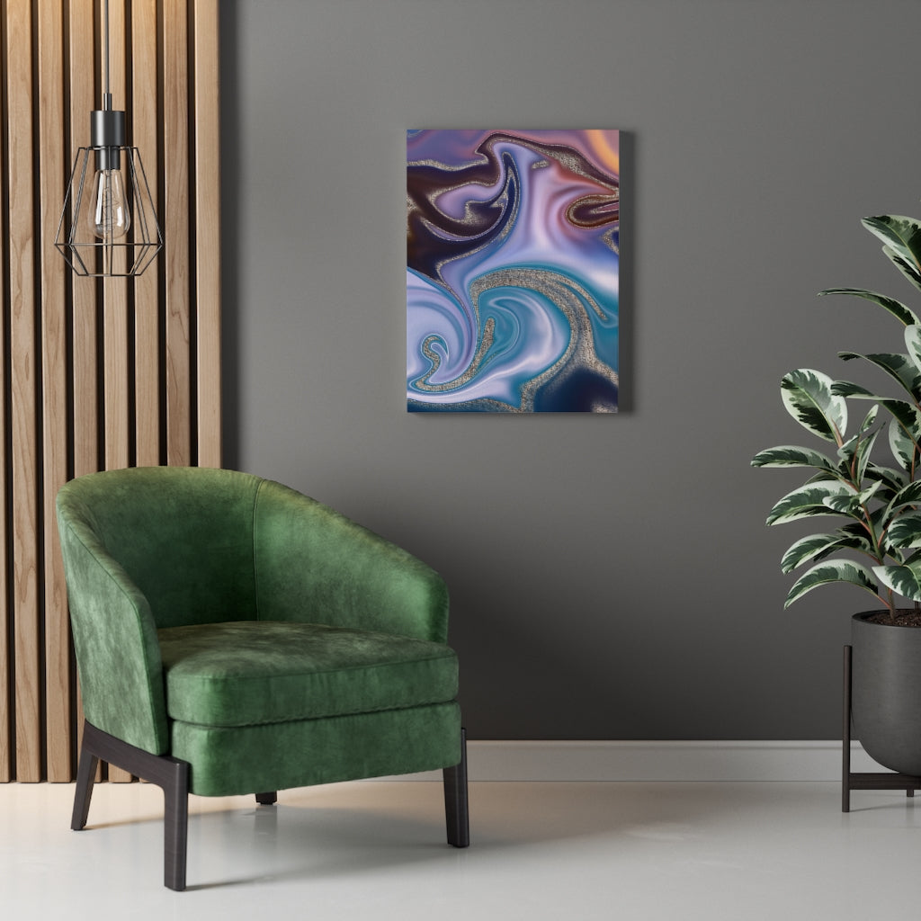 ABSTRACT WALL CANVAS ART | Purple Blue Silver