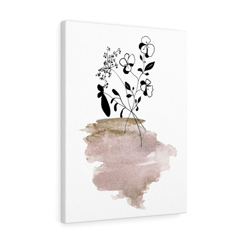 FLORAL WALL CANVAS ART | Black White Bronze