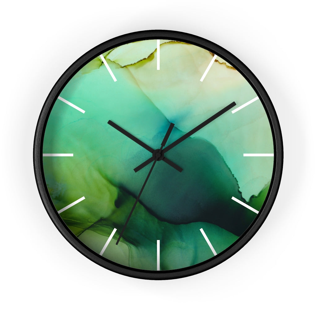 Wood Wall Clock, Green Ombre 10"