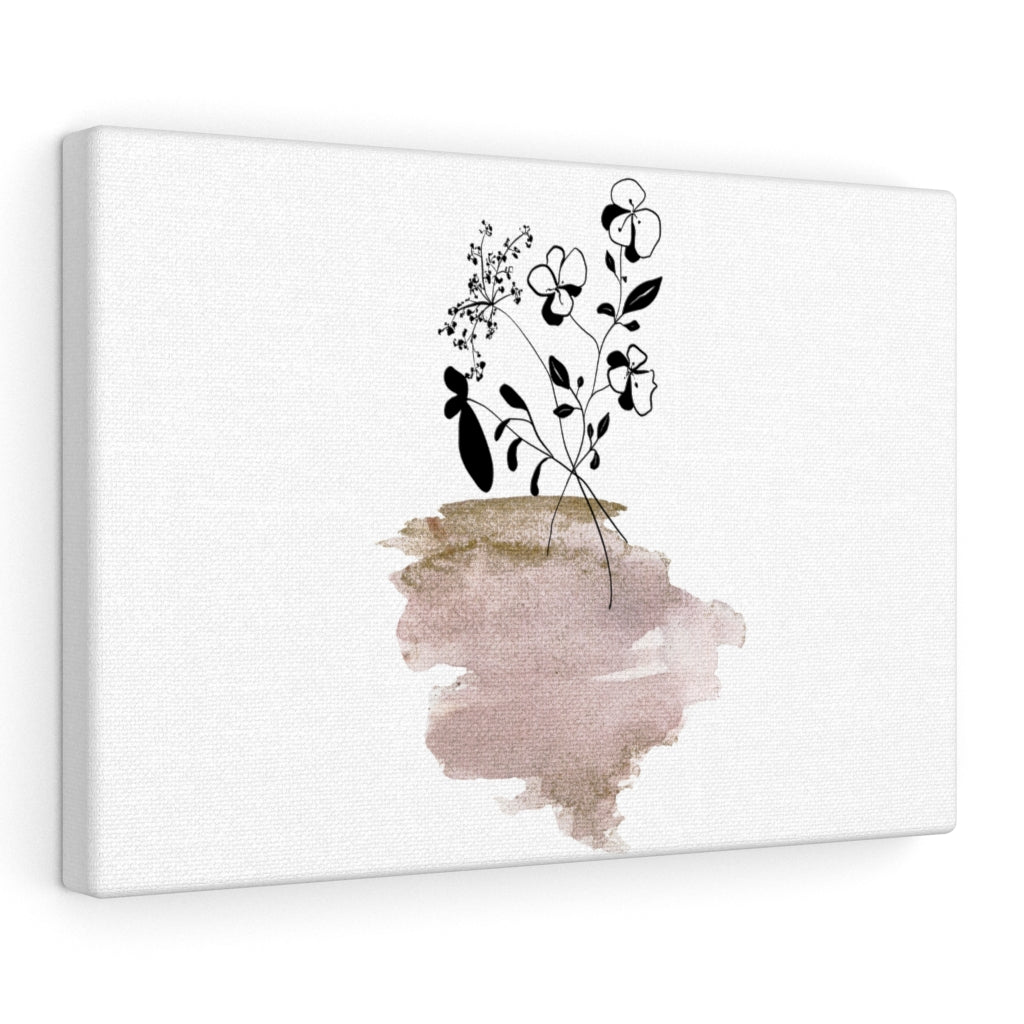FLORAL WALL CANVAS ART | Black White Bronze