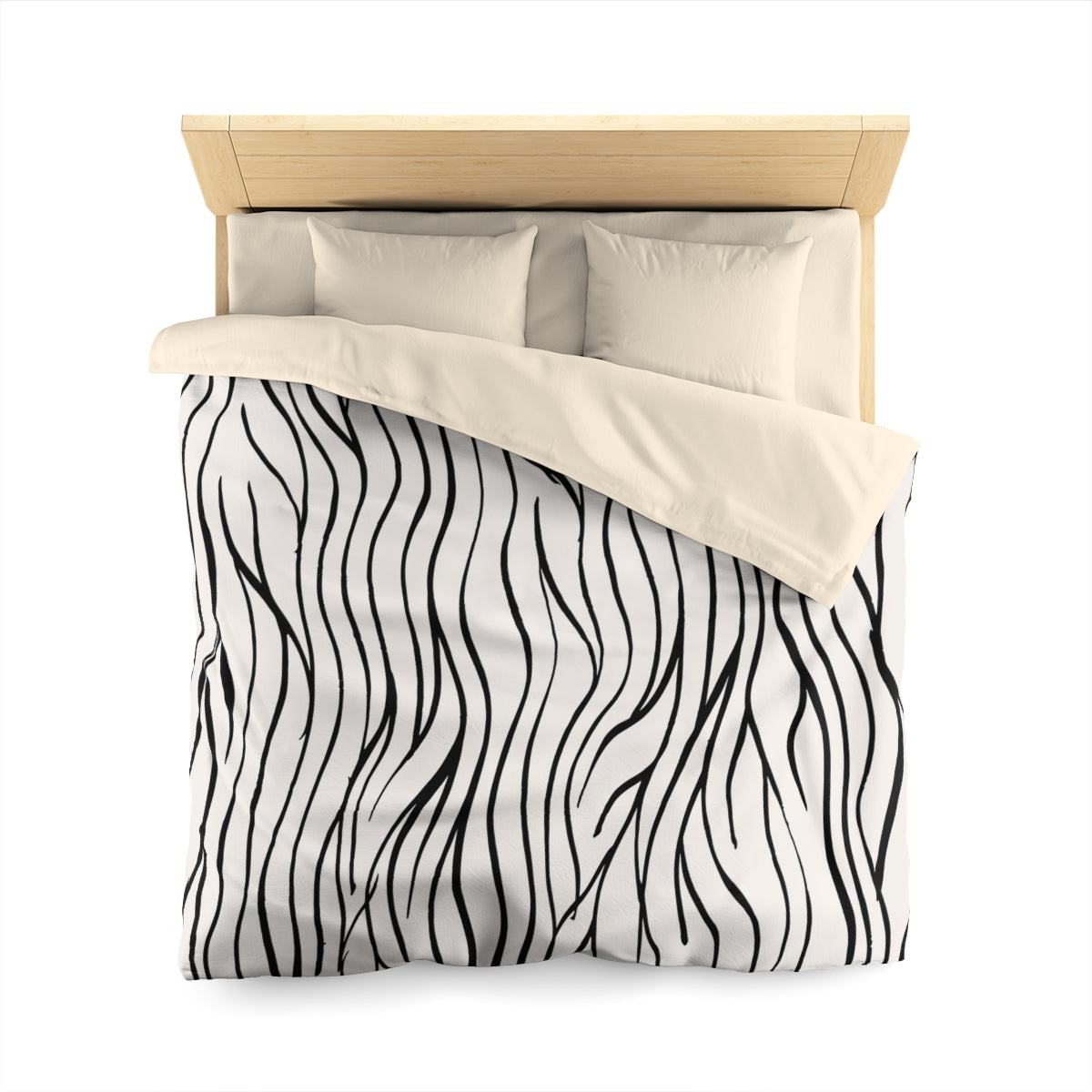Abstract Duvet Cover | Beige Black Lines | Bedroom Decor