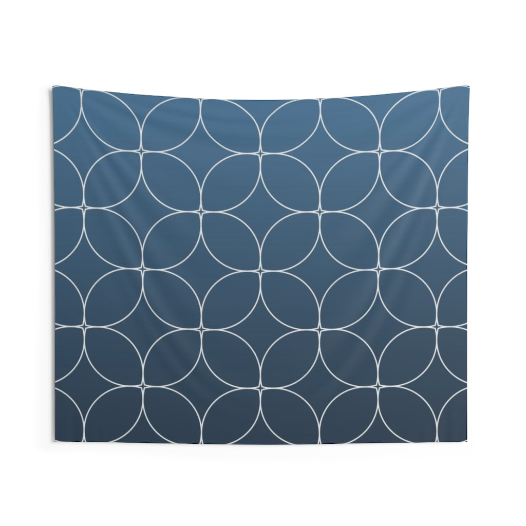 Geometric Tapestry | Navy Blue White
